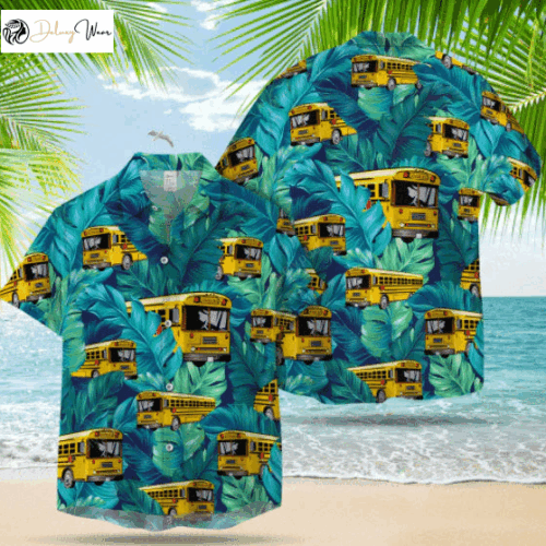 Summer Gift: Flat Nose School Bus Hawaiian Shirt for School Bus Drivers