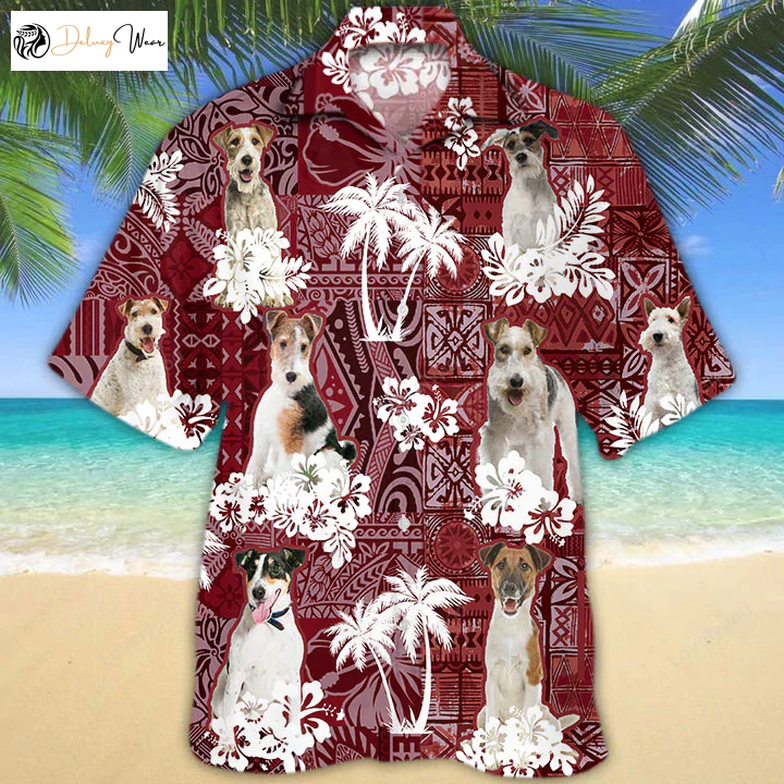 Red Hawaiian Shirt for Fox Terrier Dog Lovers – Animal Summer Gift Shirts