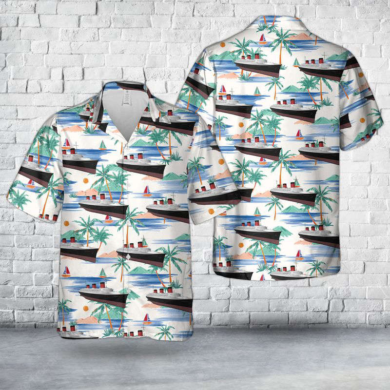 French ocean liner SS Normandie Hawaiian Shirt Gift for Men Dad Father Gift for Men Dad Father