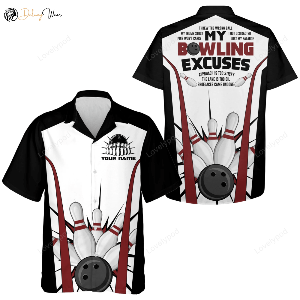 Custom Funny Hawaiian Bowling Shirt: Men Women s Name Bowlers Jersey with 3D Print – Bowling Excuses!