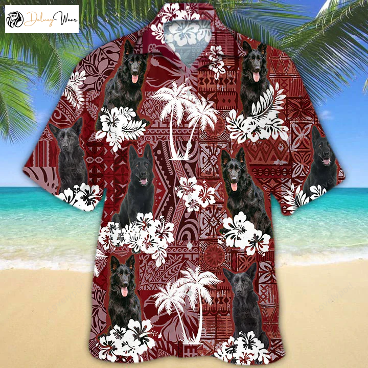 German Shepherd Red Hawaiian Shirt: Perfect Gift for Dog Lovers & Animal Summer Shirts