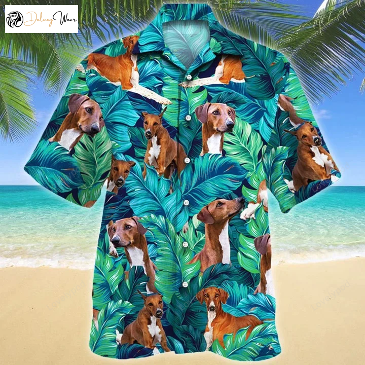 Stylish Azawakh Dog Lovers Hawaiian Shirt for Summer Beach – Gift with Palm Tree Design
