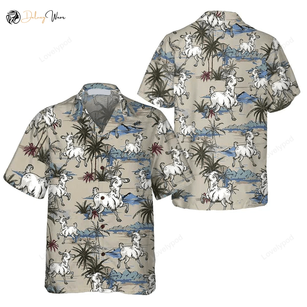 GOAT ISLAND PATTERN All Printed 3D Hawaiian Shirt – Summer Gifts for Men & Women