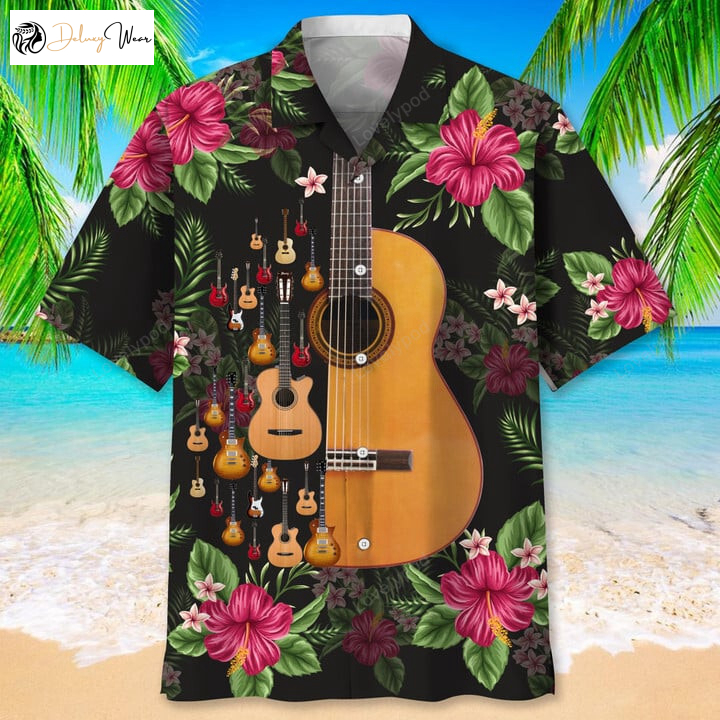 Guitar Nature Tropical Hawaiian Shirt – Perfect Gift for Guitarists – Men & Women