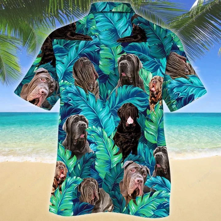Happy Neapolitan Mastiff Hawaiian Shirt: Summer Beach Palm Tree Aloha for Dog Lovers
