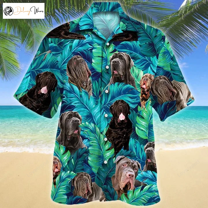 Happy Neapolitan Mastiff Hawaiian Shirt: Summer Beach Palm Tree Aloha for Dog Lovers