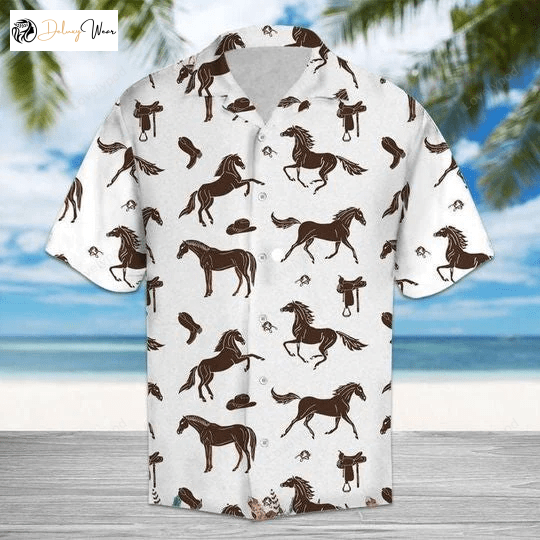 Hawaii Shirt: Stunning Brown Horses & Cowboy Aloha Shirts – Perfect for Hawaiian Vibes!
