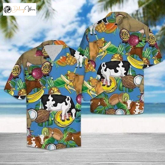Cow Tropical Fruits Hawaiian Aloha Shirts – Vibrant Hawaii Shirt for a Tropical Style