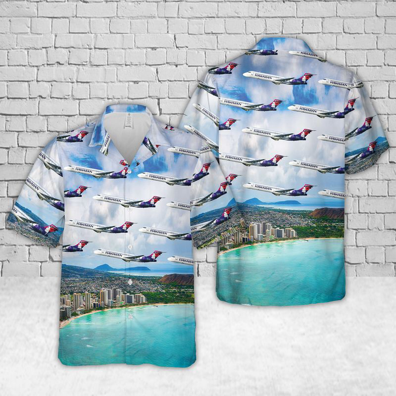 Hawaiian Airlines Boeing 717-200 Hawaiian Shirt Gift for Men Dad Father Gift for Men Dad Father