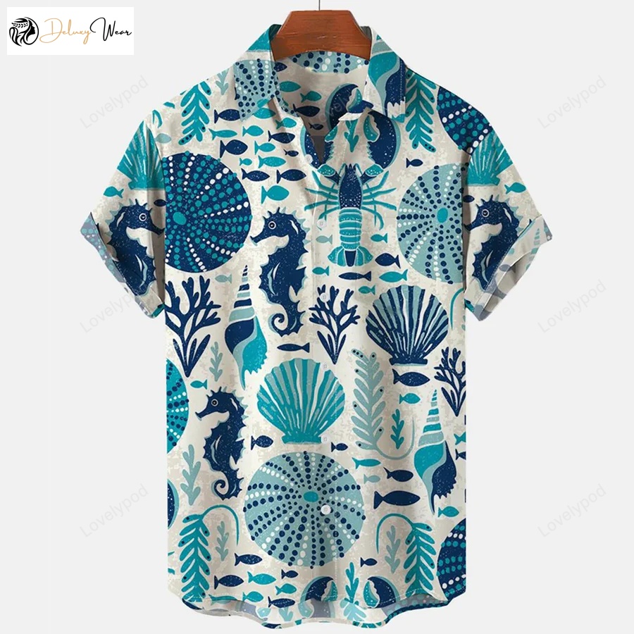 Hawaiian Beach Ocean Seahorse Men s Shirts: Stylish & Vibrant Tropical Apparel