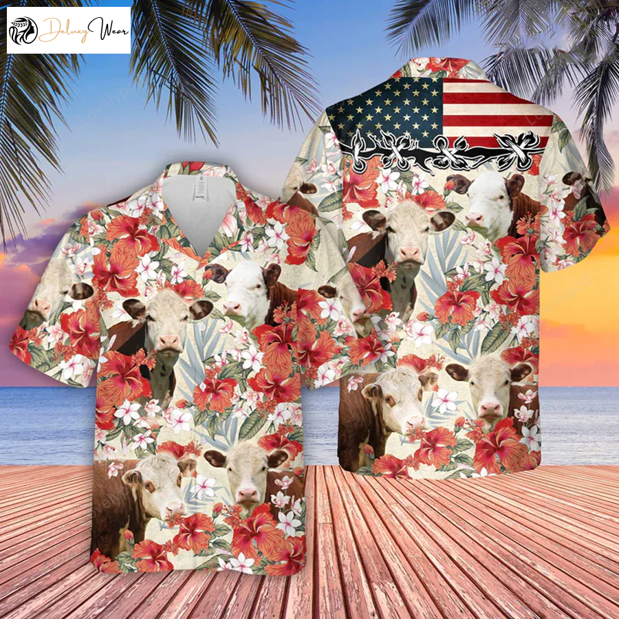 Stylish Hereford Hibiscus Floral 3D Hawaiian Shirt – Perfect Summer Gift for Men and Women