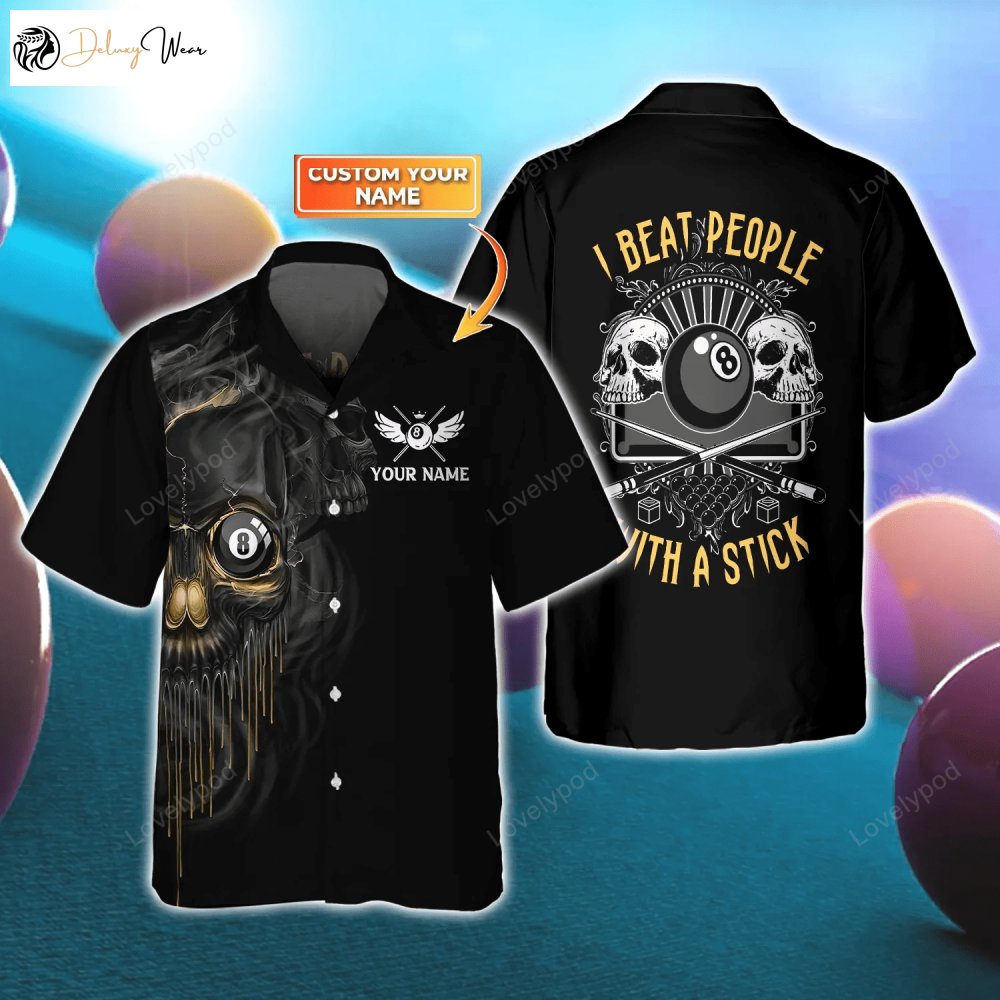 Personalized Name 3D Hawaiian Shirt for Billiard Players – Beat People With a Stick Shop Now!