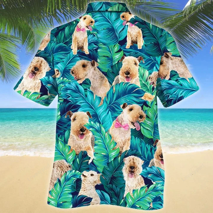 Lakeland Terrier Dog Lovers Hawaiian Shirt – Summer Beach Palm Tree Aloha Shirt for Men & Women