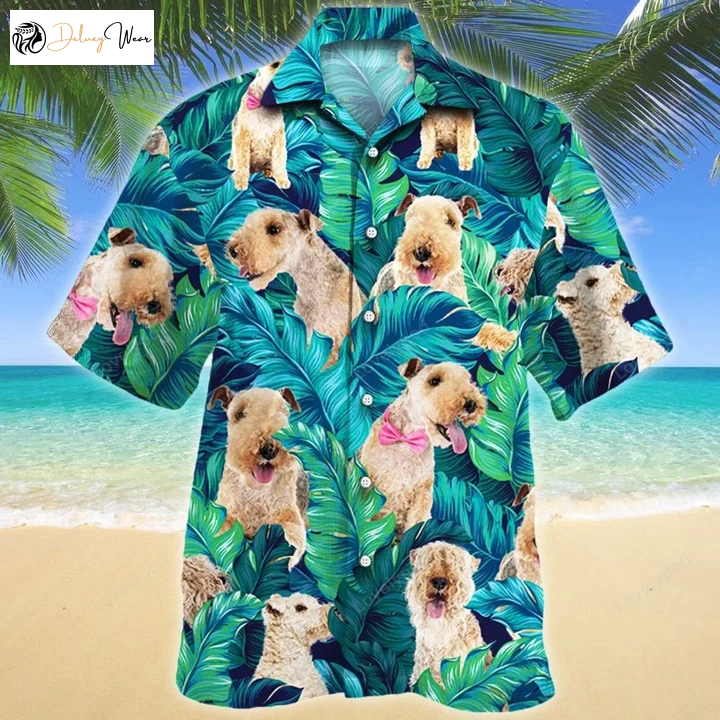 Lakeland Terrier Dog Lovers Hawaiian Shirt – Summer Beach Palm Tree Aloha Shirt for Men & Women