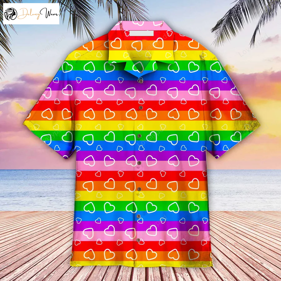 Colorful LGBT Aloha Hawaiian Shirt Gift for Men Dad Fathers: Perfect for Summer Men and Women