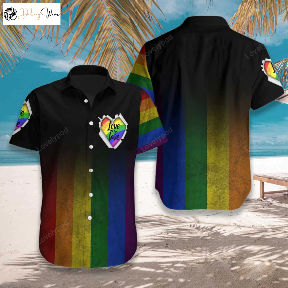 Love is Love: Colorful Rainbow LGBT Hawaiian Shirt Gift for Men Dad Fathers for a Vibrant Summer
