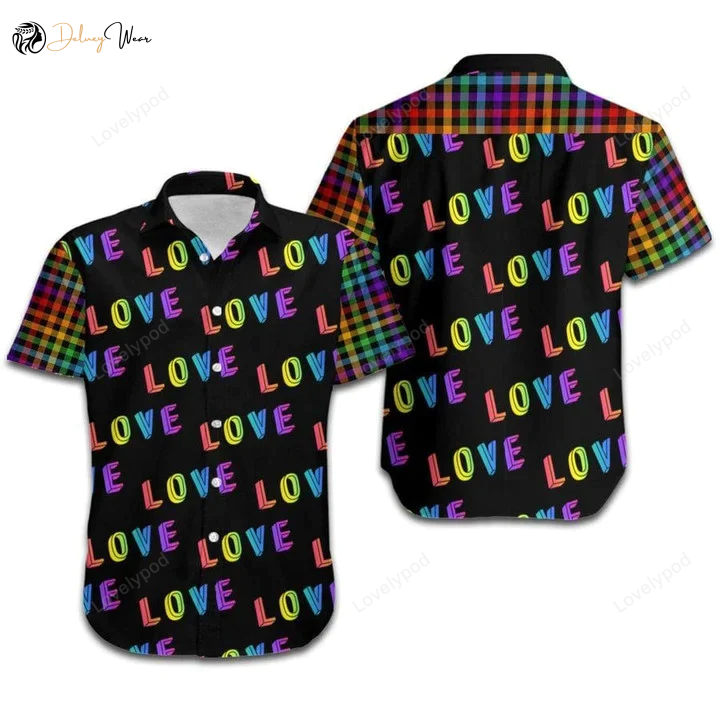 Colorful LGBT Aloha Hawaiian Shirts: Embrace Summer with Love Rainbow Plaid Patterns