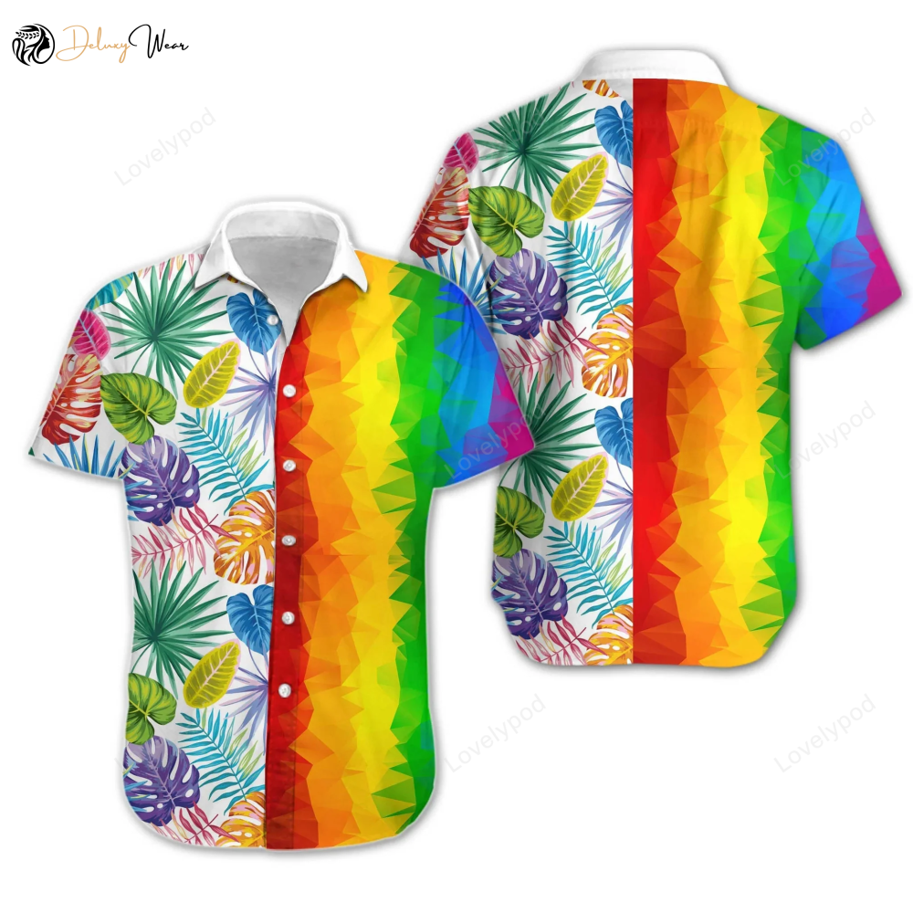 Colorful Transgender Hawaiian Shirts: LGBT Aloha for Summer Low Poly Rainbow Design