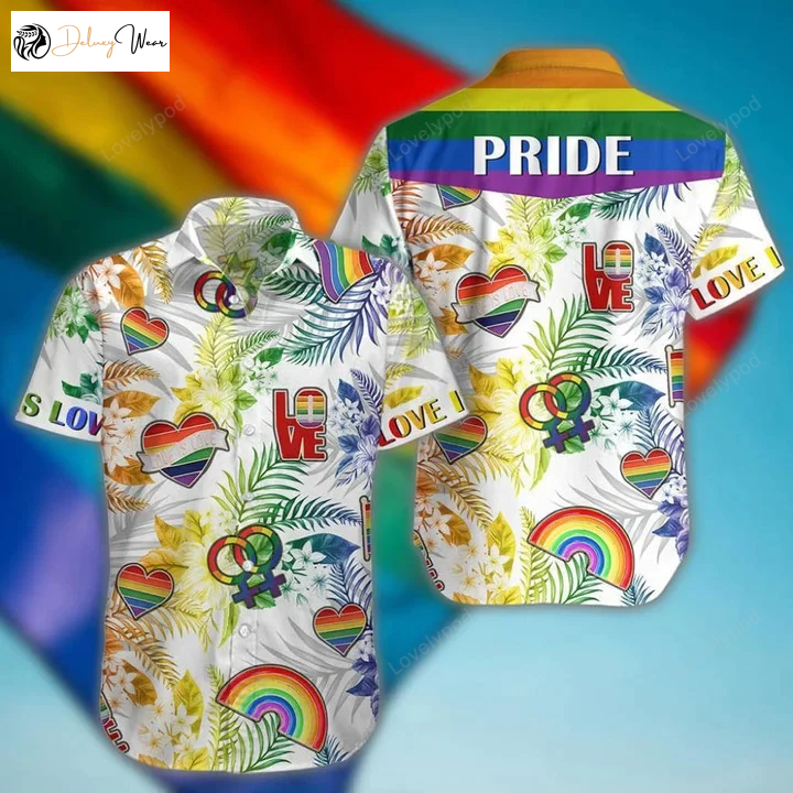 Colorful LGBT Aloha Hawaiian Shirts – Embrace Summer with Tropical Heart Love & Rainbow Patterns