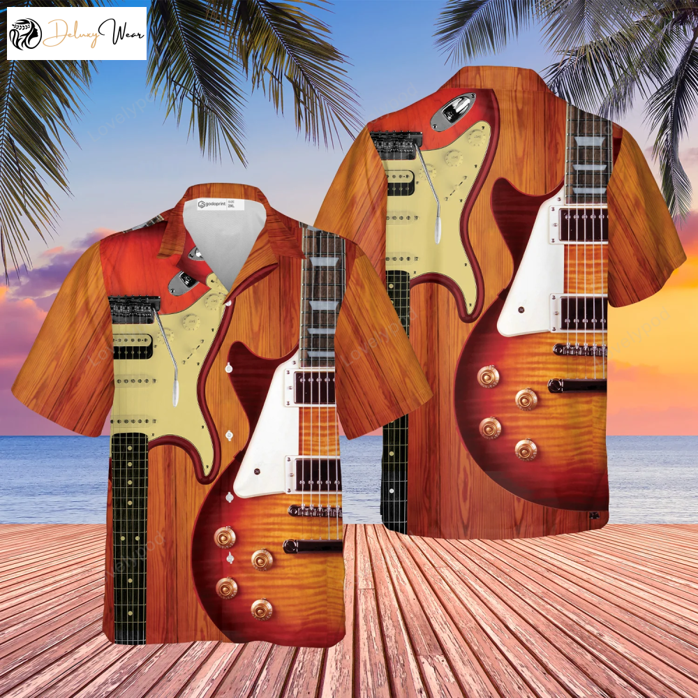 Love Electric Bass Guitar Hawaiian Shirt – Men s Short Sleeve Button Down Tee Perfect Gift for Guitarists & Musicians