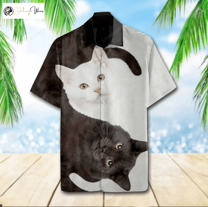 Stylish Cat Yin Yang Hawaiian Shirt for Men & Women – Perfect Gift for Cat Lovers