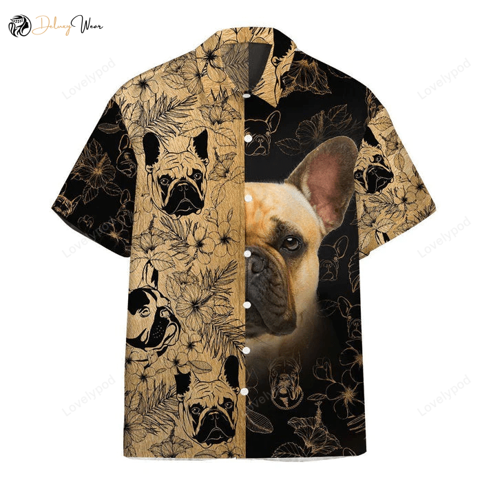 3D French Bulldog Hawaii Shirt – Men s Short Sleeve Aloha Beach Shirt