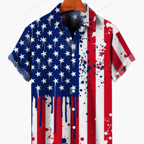 Stylish American Flag Print Hawaiian Shirt for Men & Women – Perfect for 4th of July Celebrations