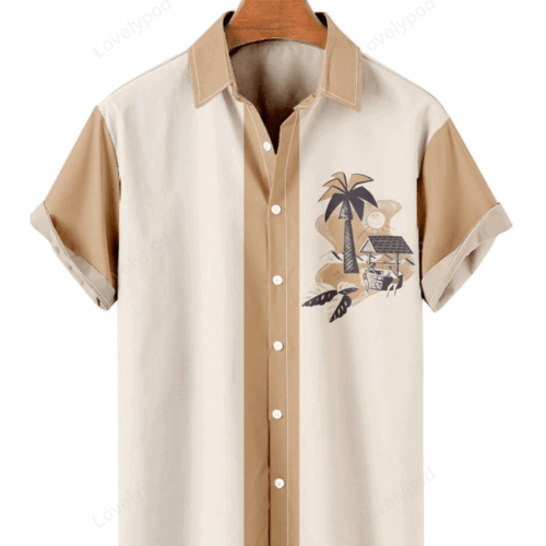 Stylish Men s Hawaiian Lapel Shirt: Casual Graphic Print for a Trendy Look