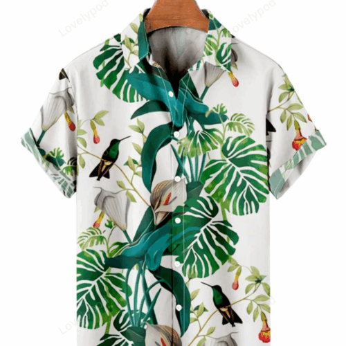 Stylish Men s Hawaiian Floral Print Shirt – Tropical Cotton for Ultimate Comfort!
