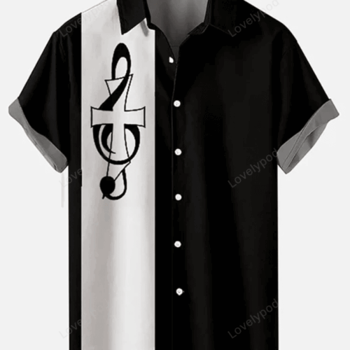 Music Elements Hawaiian Shirt: Trendy Beach Short-sleeve Fashion Print Perfect Summer Gift for Women & Men
