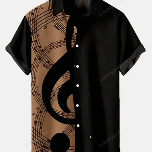 Music Elements Hawaiian Shirt: Trendy Beach Short-sleeve Fashion Print Perfect Summer Gift for Women & Men