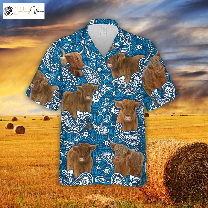 Paisley Pattern Highland 3D Hawaiian Shirt – Perfect Summer Gift for Men and Women