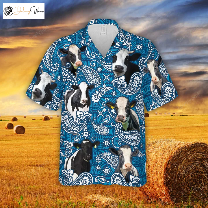 Stylish Paisley Pattern Holstein Hawaiian Shirt for Men & Women: All-Over 3D Print Perfect for Summer