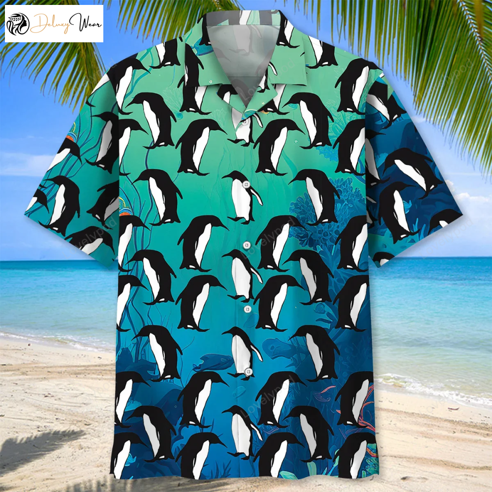 Penguins Ocean Hawaiian Shirt: Celebrate Penguin Awareness Day with this Engaging Penguin Lover Shirt