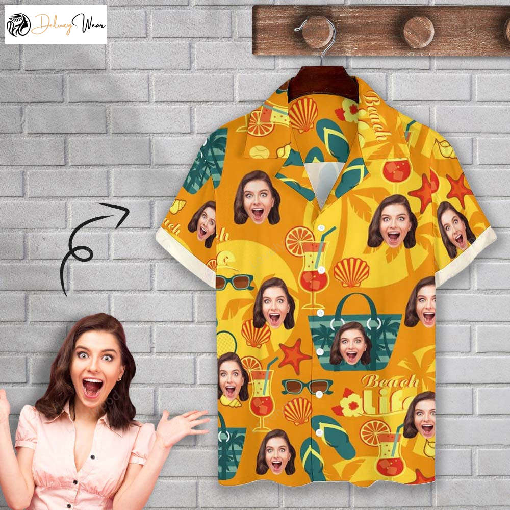Custom Cuban Collar Shirt: Personalize Your Hawaiian Shirt for Husband or Boyfriend – Beach-Ready!