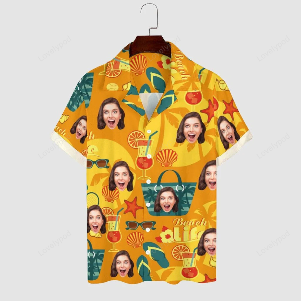 Custom Cuban Collar Shirt: Personalize Your Hawaiian Shirt for Husband or Boyfriend – Beach-Ready!