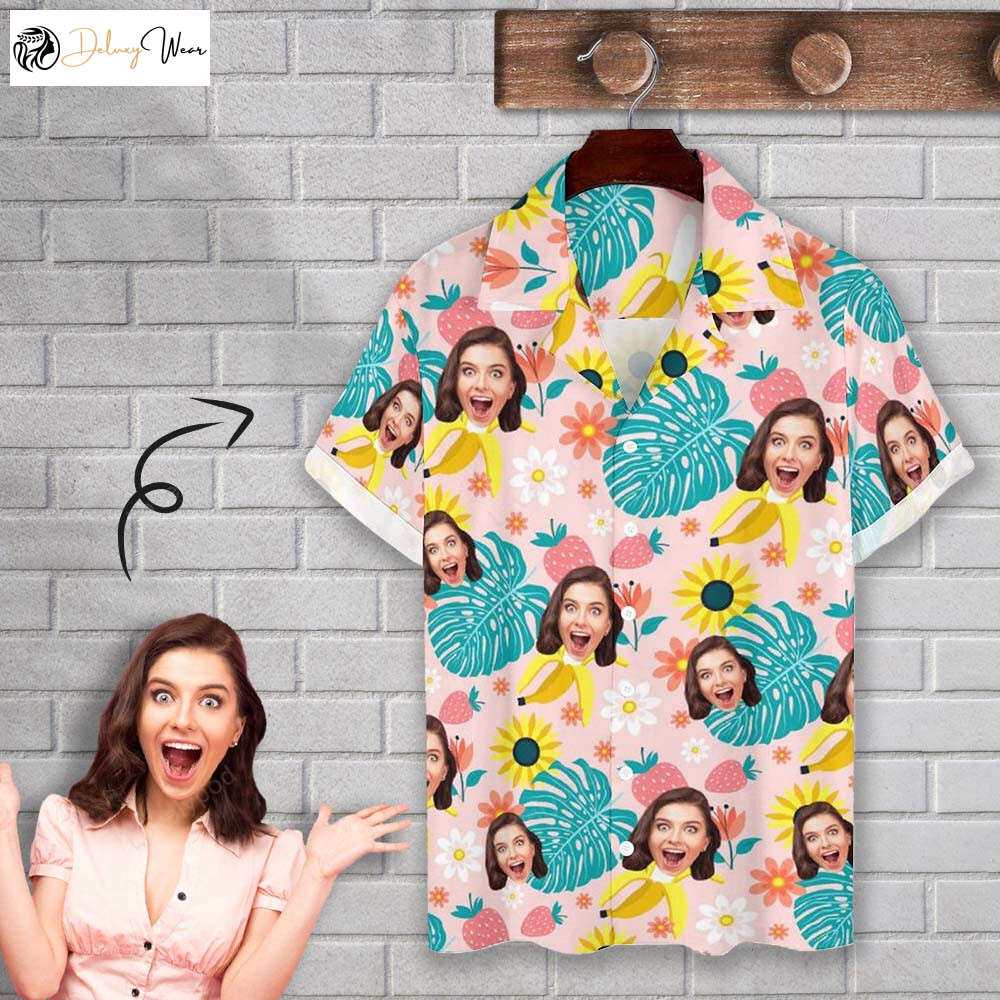 Custom Face Fruit Flower Hawaiian Shirt: Personalize Your Style for Husband or Boyfriend