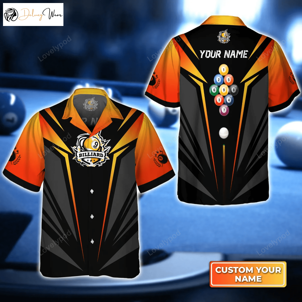 Custom Name Billiard Pool 9-Ball Hawaiian Shirt – Perfect Gift for Players