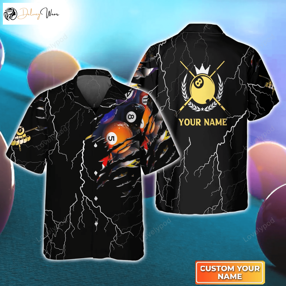 Customized Thunder Billiard Ball Hawaiian Shirt for Men & Women – Perfect Gift for Billiard Players