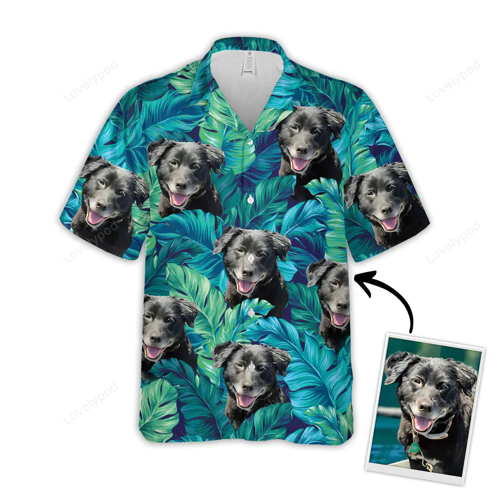 Custom Dog Floral Hawaiian Shirt for Men – Summer Gift with Palm Trees Pattern