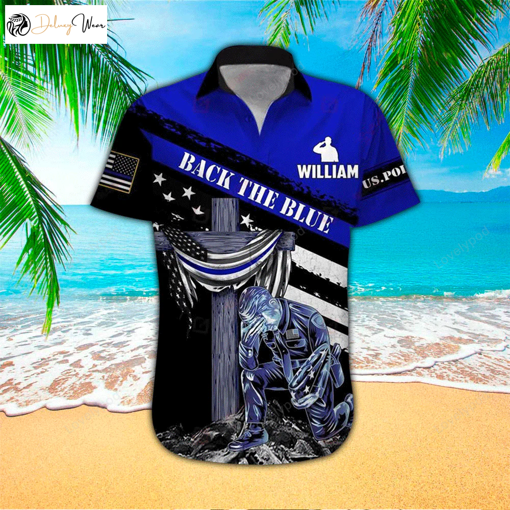 Back The Blue Personalized Name Hawaiian Shirt Police Support All Over Printed Design