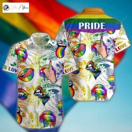 Rainbow Lips Hawaiian Men Shirt: LGBT Be Kind Equality Lesbian & Gay Pride Shirt