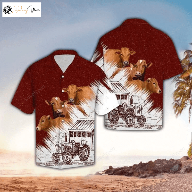 Red Angus Cow Farm Hawaiian Shirt – Men & Women Aloha Tropical Summer Sleeve