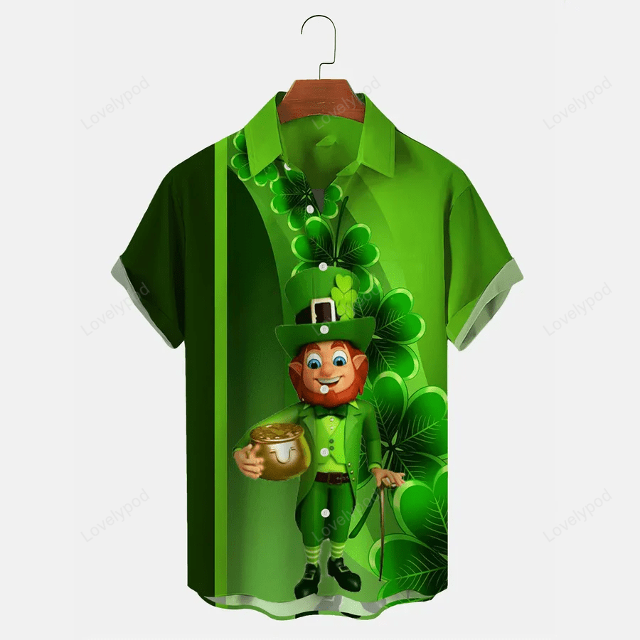 St Patrick s Day Shamrock Men s Hawaiian Shirts – Celebrate in Style with Saint Patrick Men s Short Sleeve Shirt