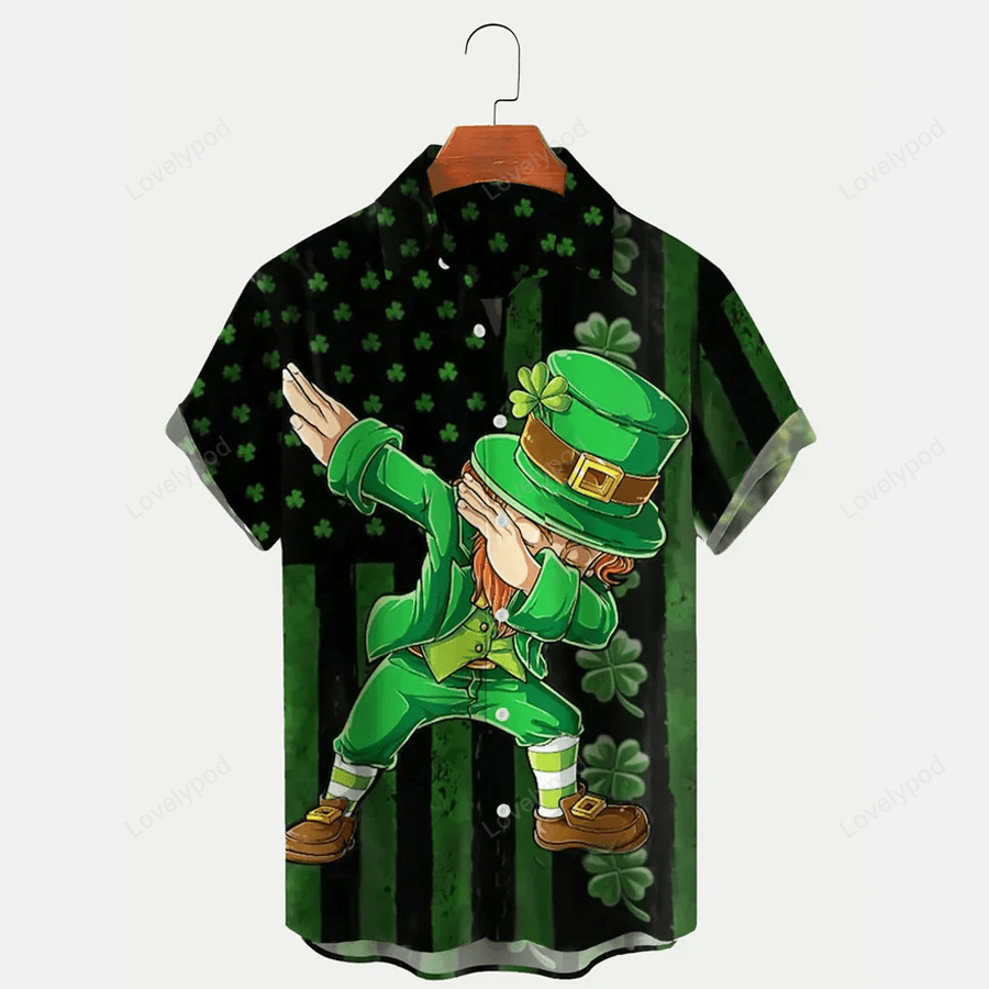 St Patrick s Day Shamrock Men s Hawaiian Shirts – Celebrate in Style with Saint Patrick Men s Short Sleeve Shirt
