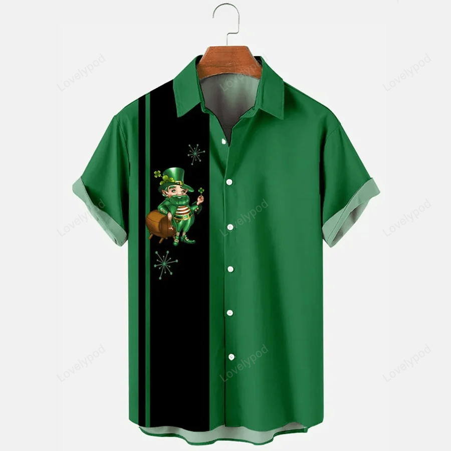 St Patrick s Day Shamrock Men s Hawaiian Shirts – Celebrate in Style with Saint Patrick Men s Short Sleeve Shirt