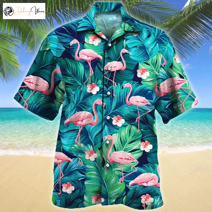 Flamingo Lovers Gift: Summer Beach Palm Tree Hawaiian Shirt – Aloha Hawaii Shirt for Men & Women