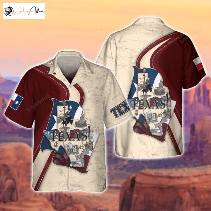 Texas 3D All Over Printed Hawaiian Shirt – American Style Aloha Beach Shirt for Summer