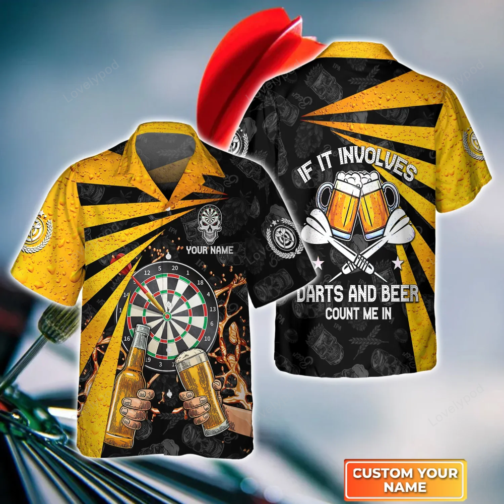 Personalized 3D Hawaiian Shirt for Dart Players Trash Talking Beer Drinking Design