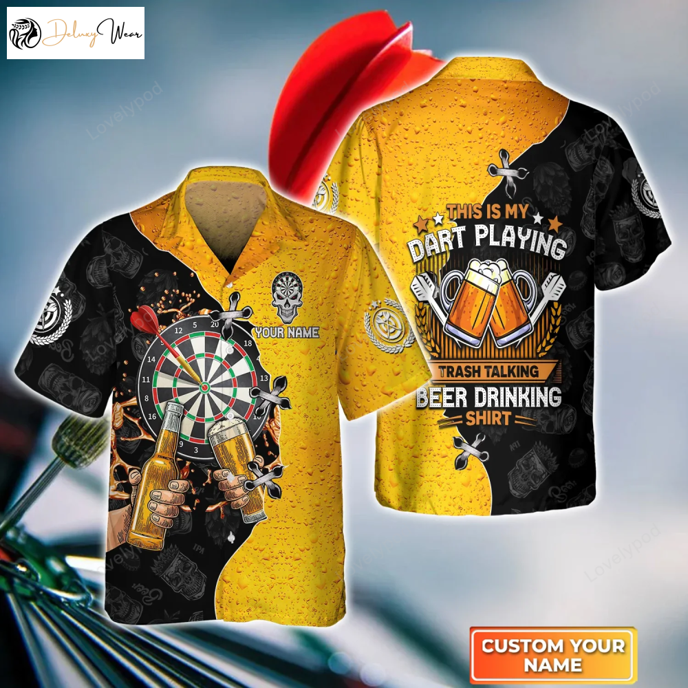 Personalized 3D Hawaiian Shirt for Dart Players Trash Talking Beer Drinking Design